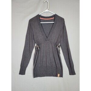 Lululemon Dance Cashmere Blend Sweater Size 2 Gray Deep V Empire Cinch Waist